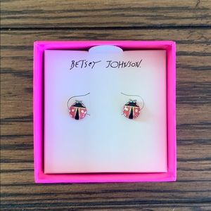 NWT Betsy Johnson pink ladybug earrings
